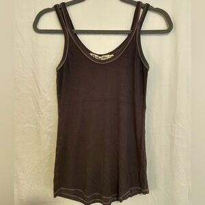 Dark Brown / Black Michael Stars Ribbed Scoop Neck Tank